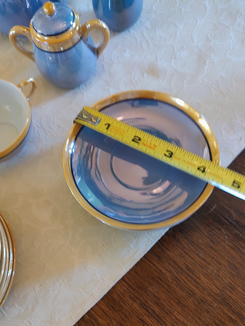 Vintage Blue and Gold Luster Porcelain Mini Tea Service 22 Pieces - Picture 11 of 16